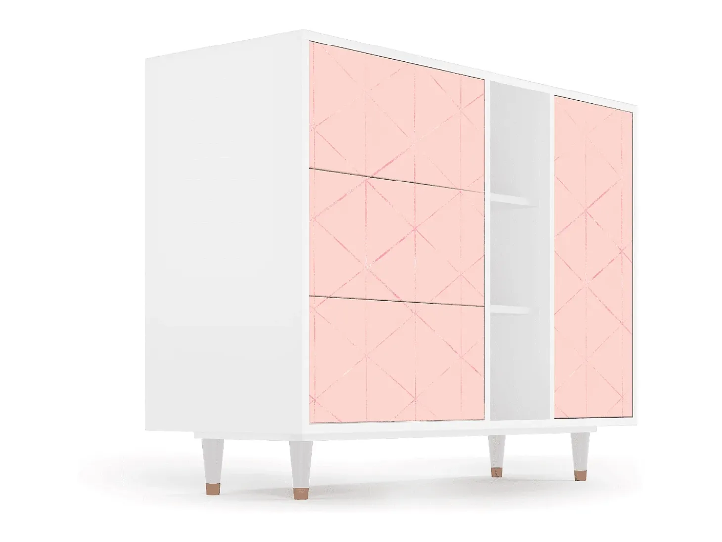 Aparador - 125x98x48 cm - BS2 - Rose Quartz, Blanco