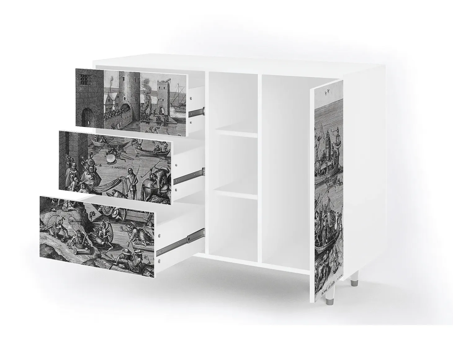Aparador - 125x98x48 cm - BS2 - Saint Martin, Blanco