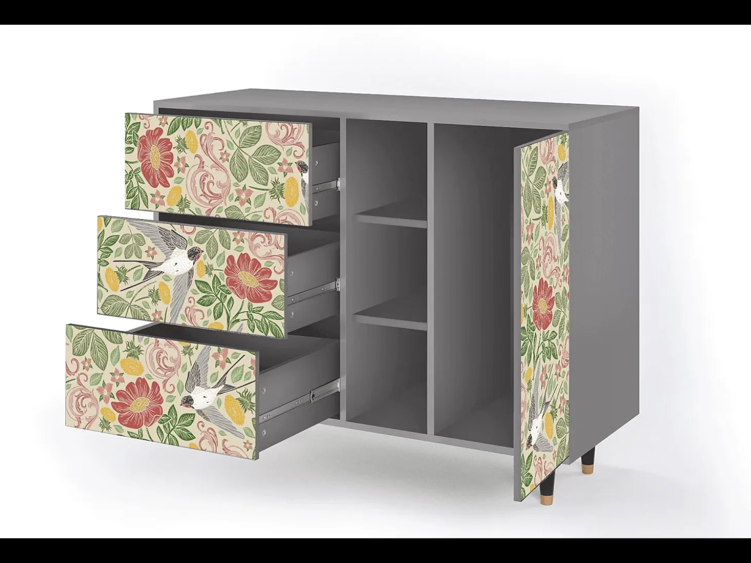 Aparador - 125x98x48 cm - BS2 - Spring Swallow, Gris