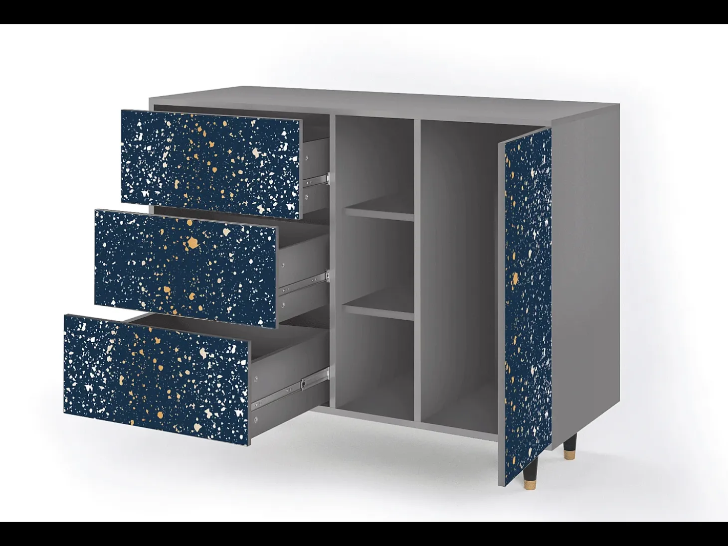 Aparador - 125x98x48 cm - BS2 - Starfall, Gris