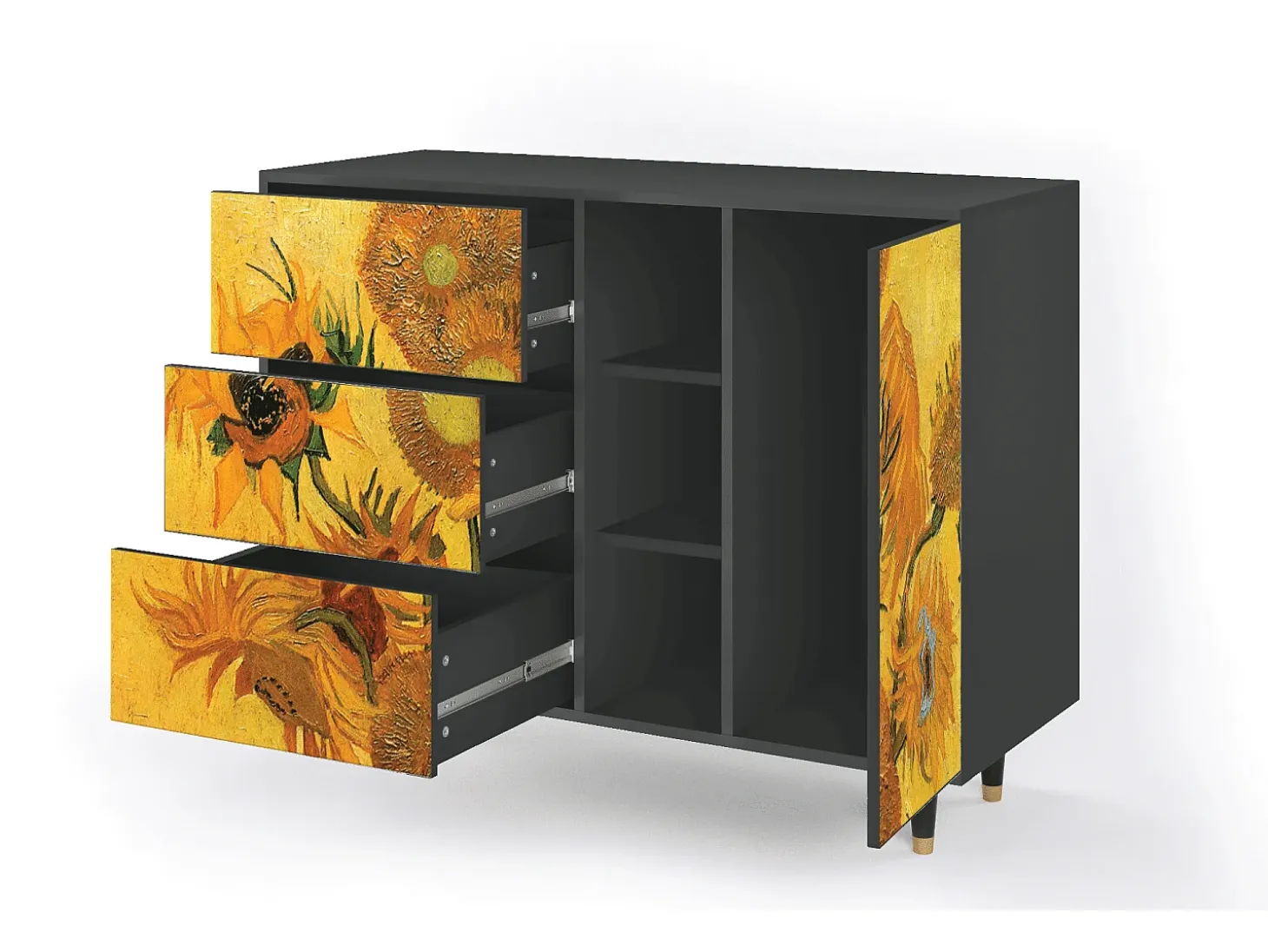 Aparador - 125x98x48 cm - BS2 - Sunflowers, Antracita