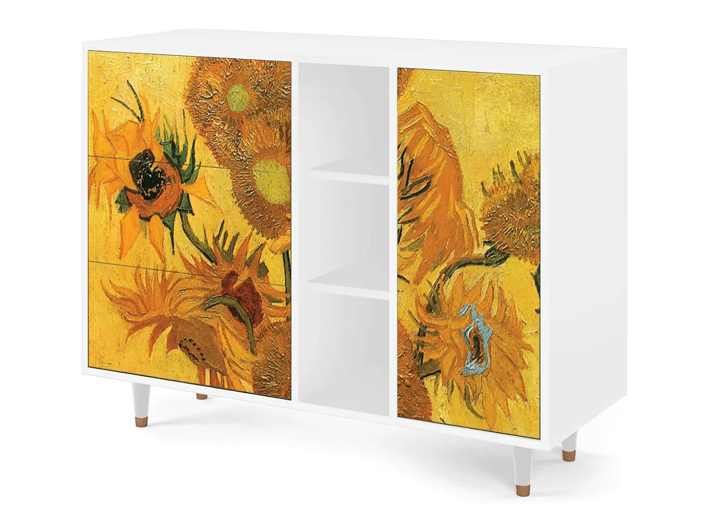 Aparador - 125x98x48 cm - BS2 - Sunflowers, Blanco