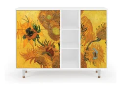 Aparador - 125x98x48 cm - BS2 - Sunflowers, Blanco