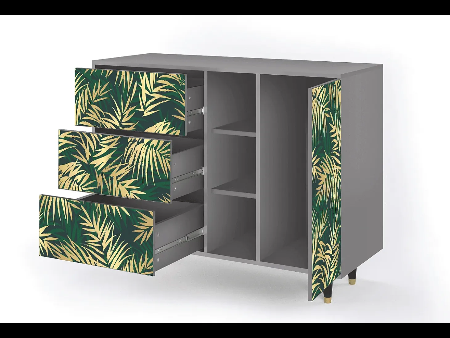 Aparador - 125x98x48 cm - BS2 - Sunny Palm Tree, Gris