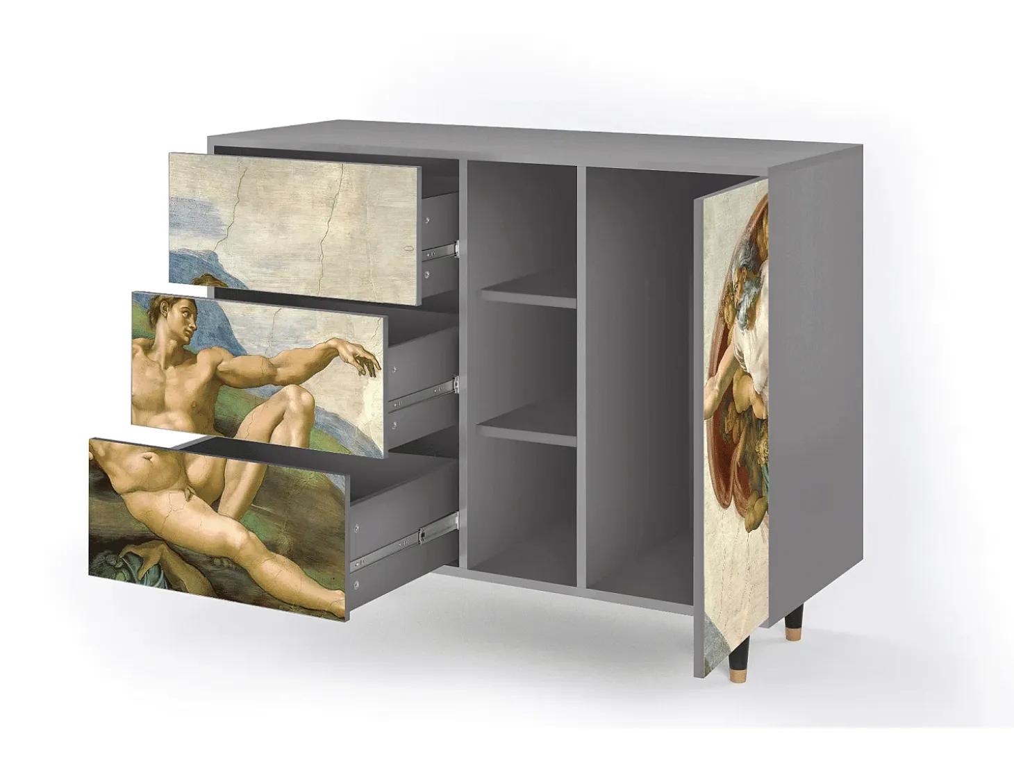 Aparador - 125x98x48 cm - BS2 - The Creation of Adam, Gris