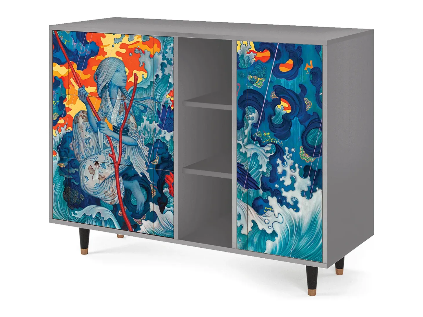 Aparador - 125x98x48 cm - BS2 - The Girl - James Jean, Gris
