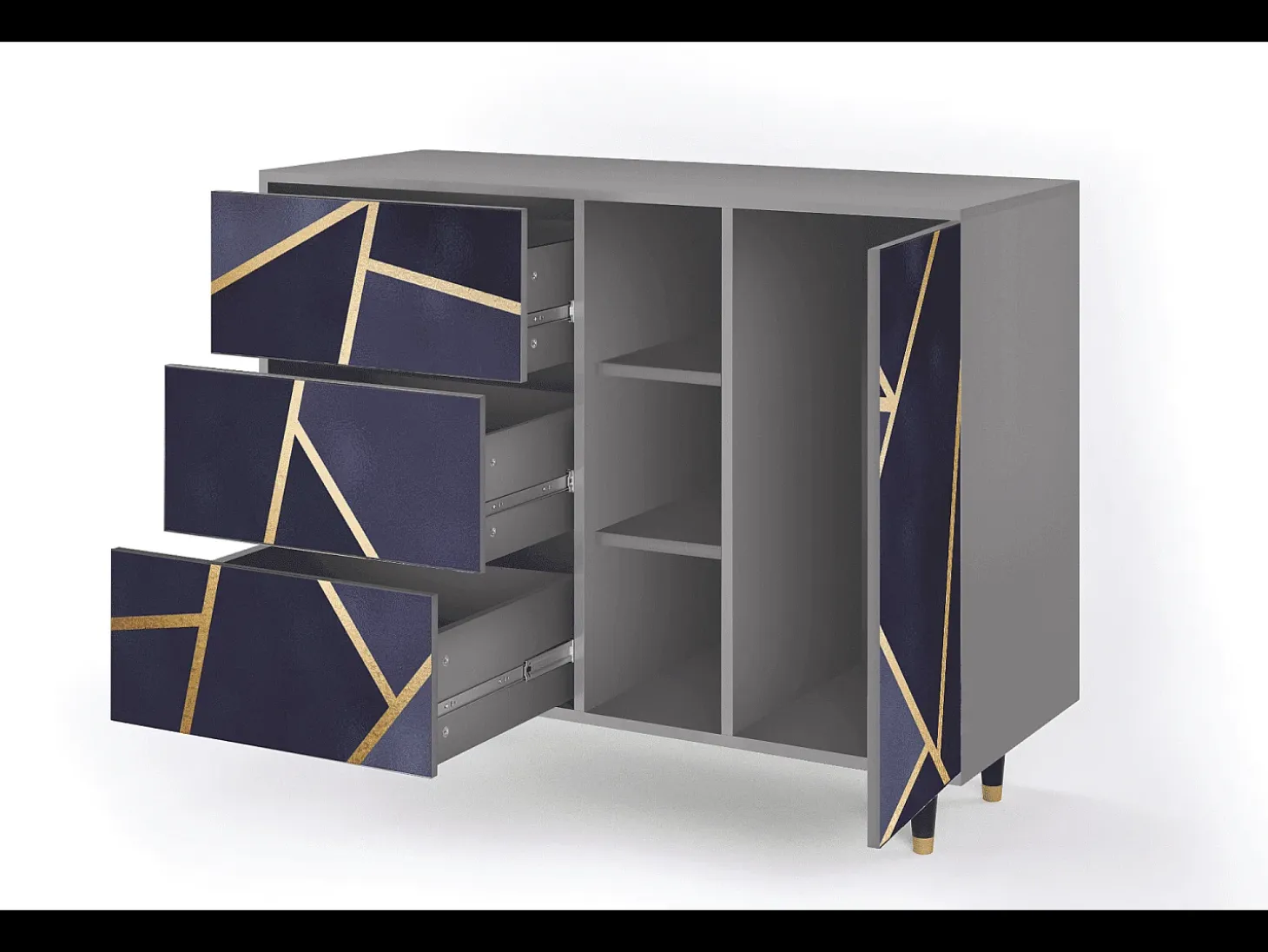 Aparador - 125x98x48 cm - BS2 - The Amethyst, Gris