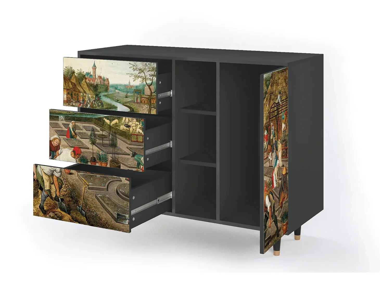 Aparador - 125x98x48 cm - BS2 - The Younger - Spring, Antracita