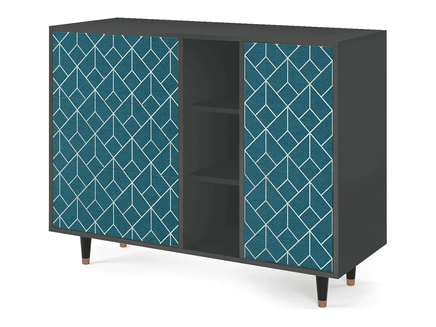 Aparador - 125x98x48 cm - BS2 - Turquoise Geometry, Antracita