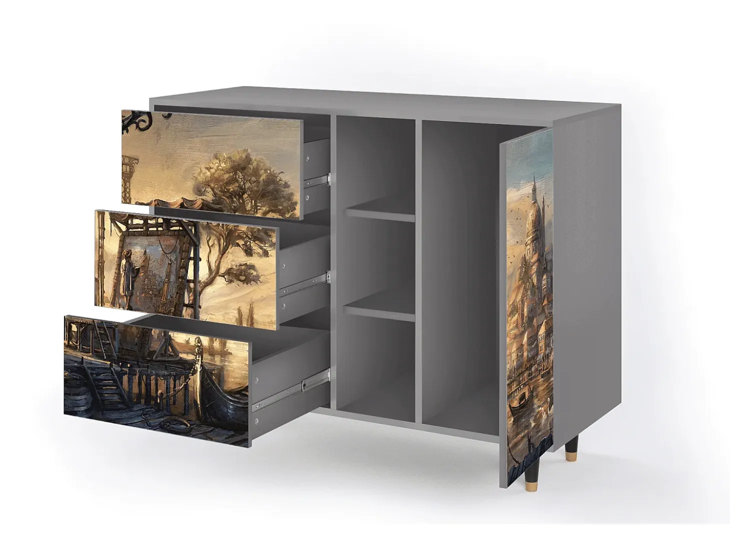 Aparador - 125x98x48 cm - BS2 - Venice, Gris