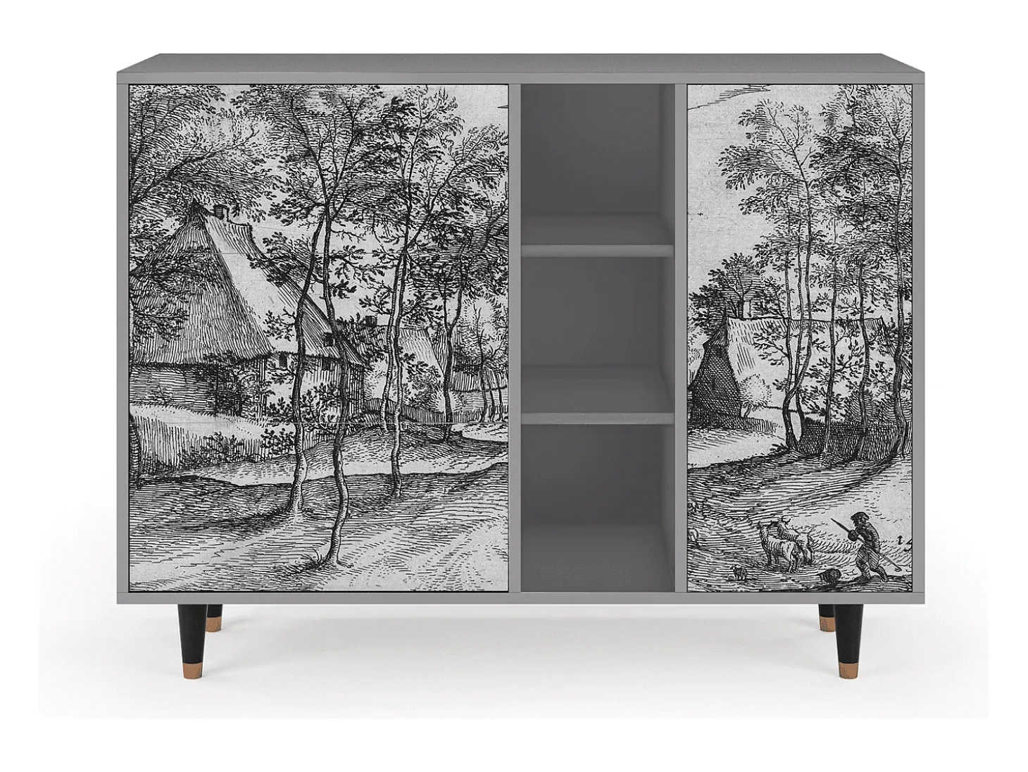 Aparador - 125x98x48 cm - BS2 - Village Road, Gris
