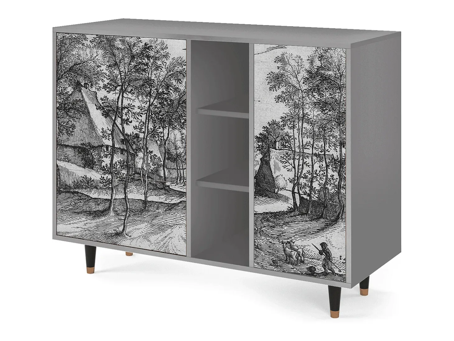 Aparador - 125x98x48 cm - BS2 - Village Road, Gris