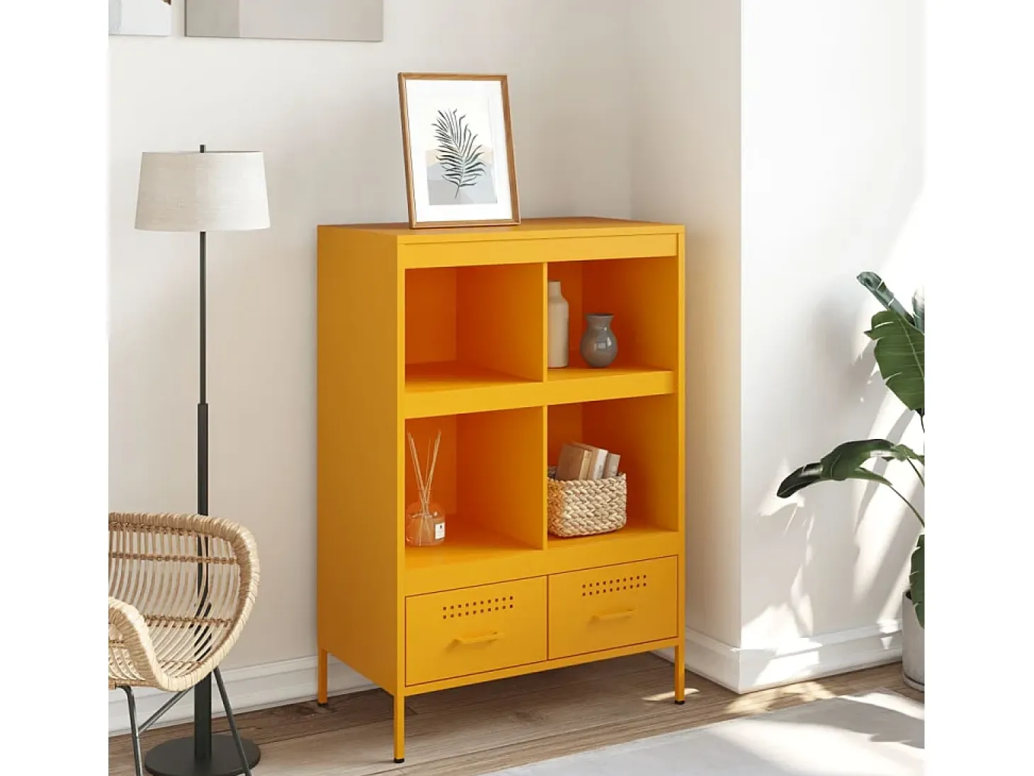 Aparador acero amarillo mostaza 68x39x101,5 cm