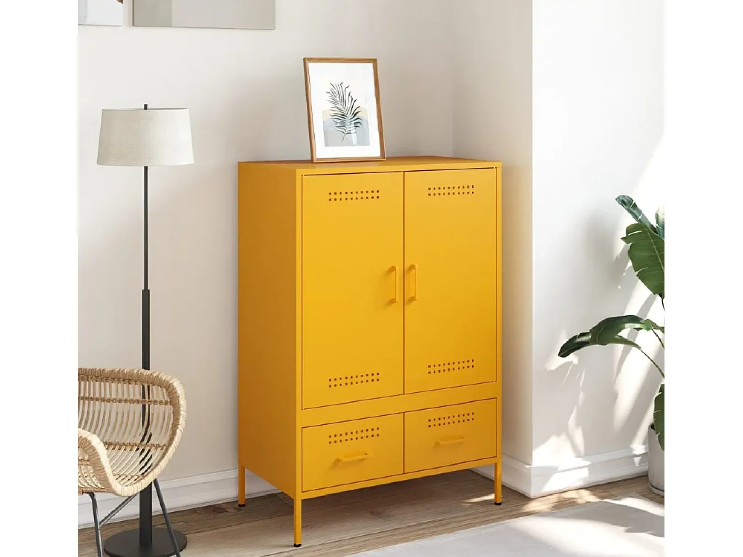 Aparador acero amarillo mostaza 68x39x101,5 cm