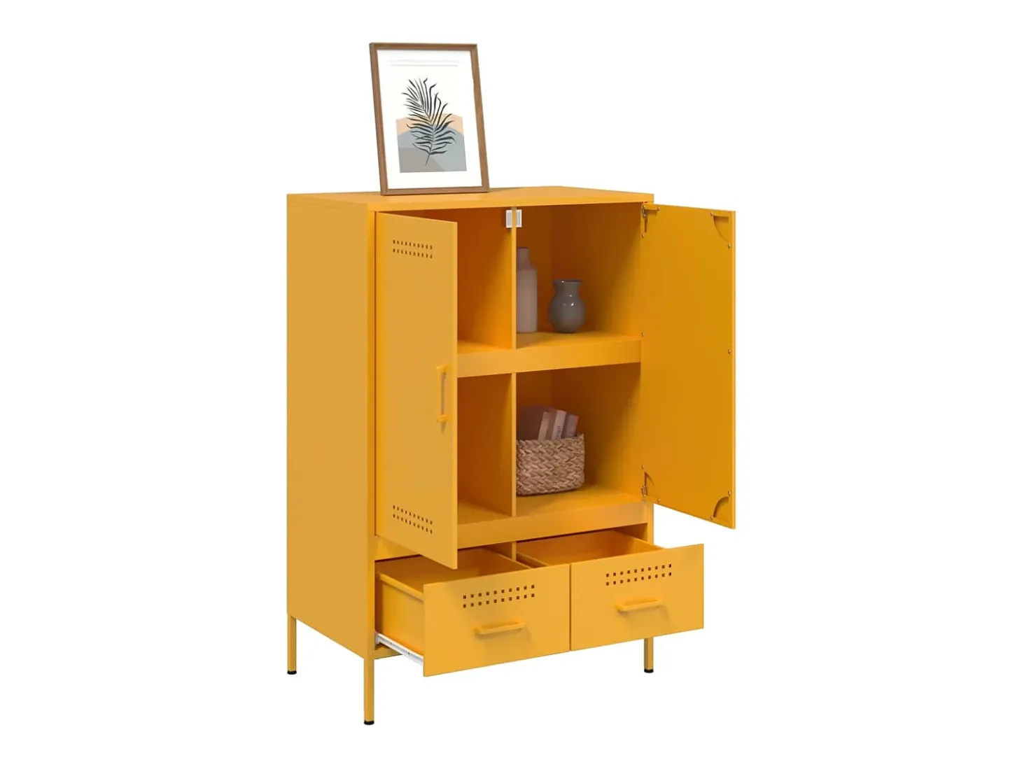 Aparador acero amarillo mostaza 68x39x101,5 cm