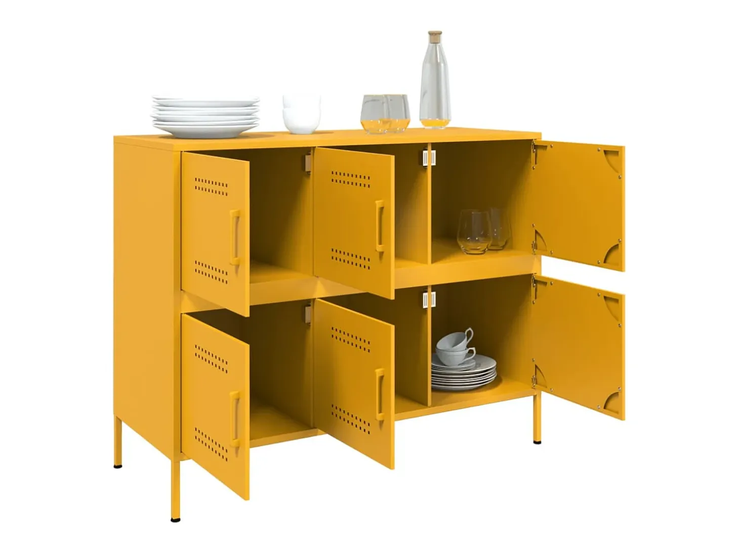 Aparador acero amarillo mostaza 100,5x39x79 cm