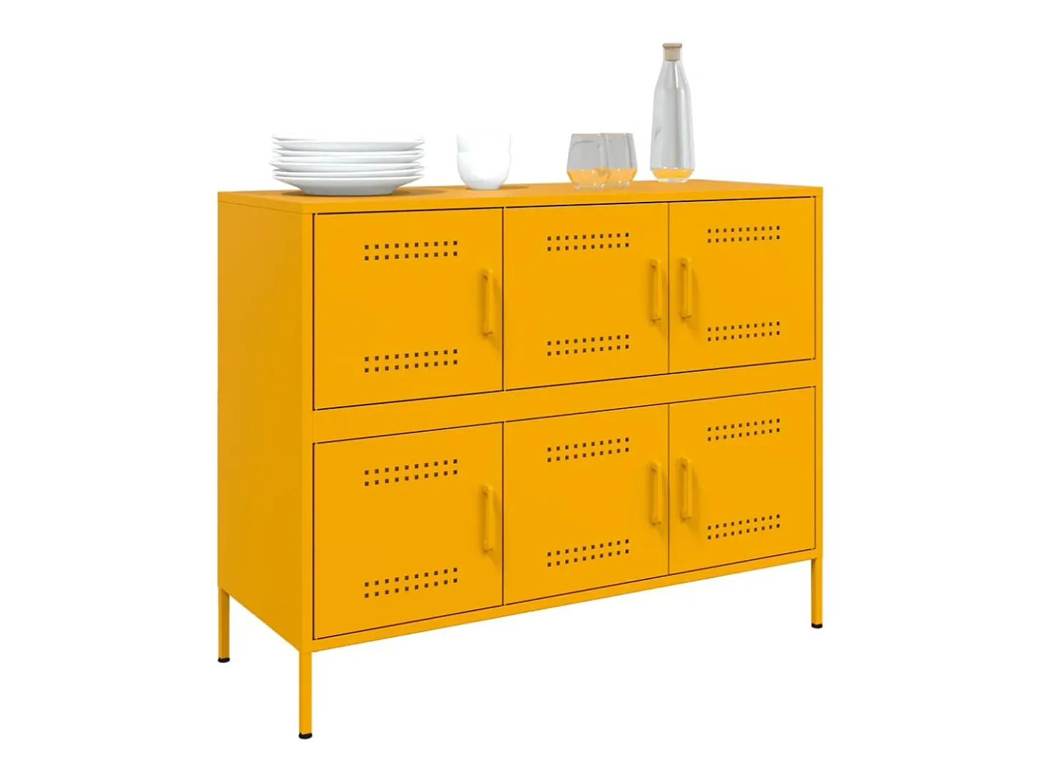 Aparador acero amarillo mostaza 100,5x39x79 cm
