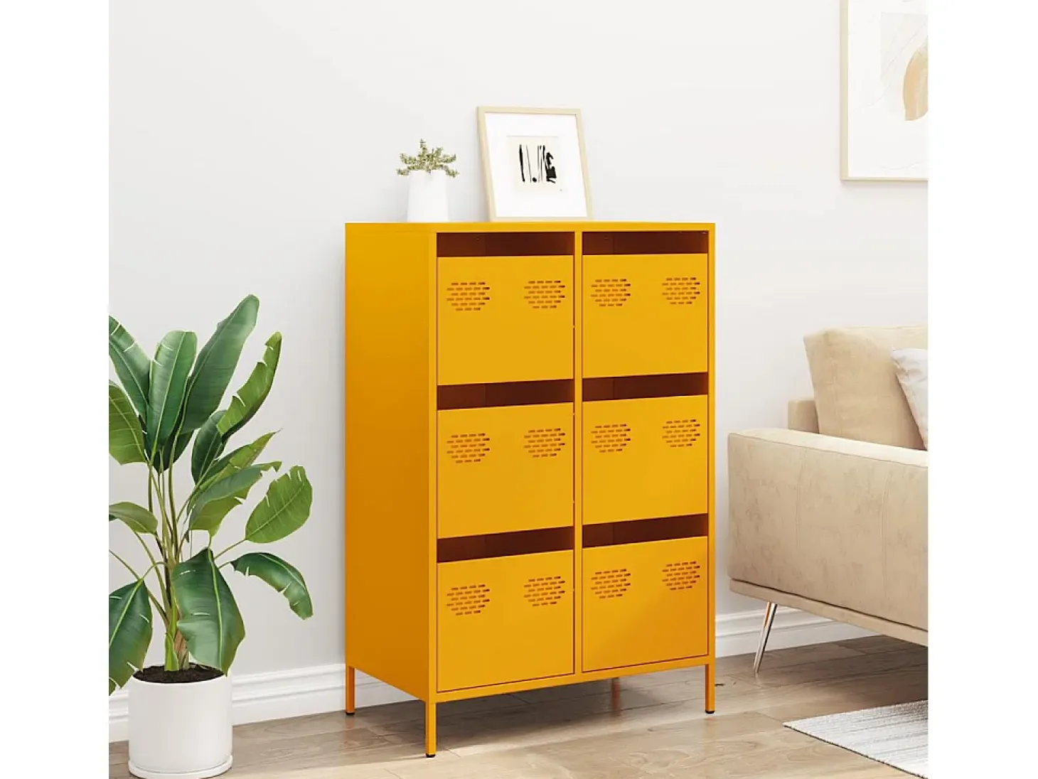 Aparador acero amarillo mostaza 68x39x101,5 cm