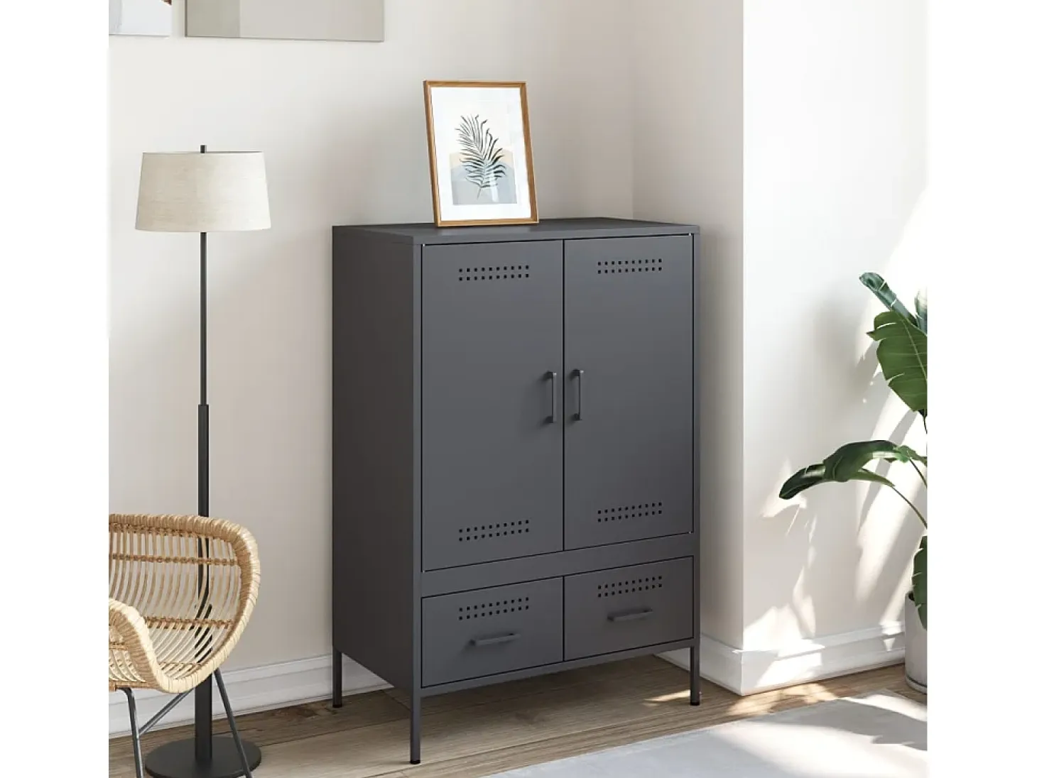 Aparador acero gris antracita 68x39x101,5 cm