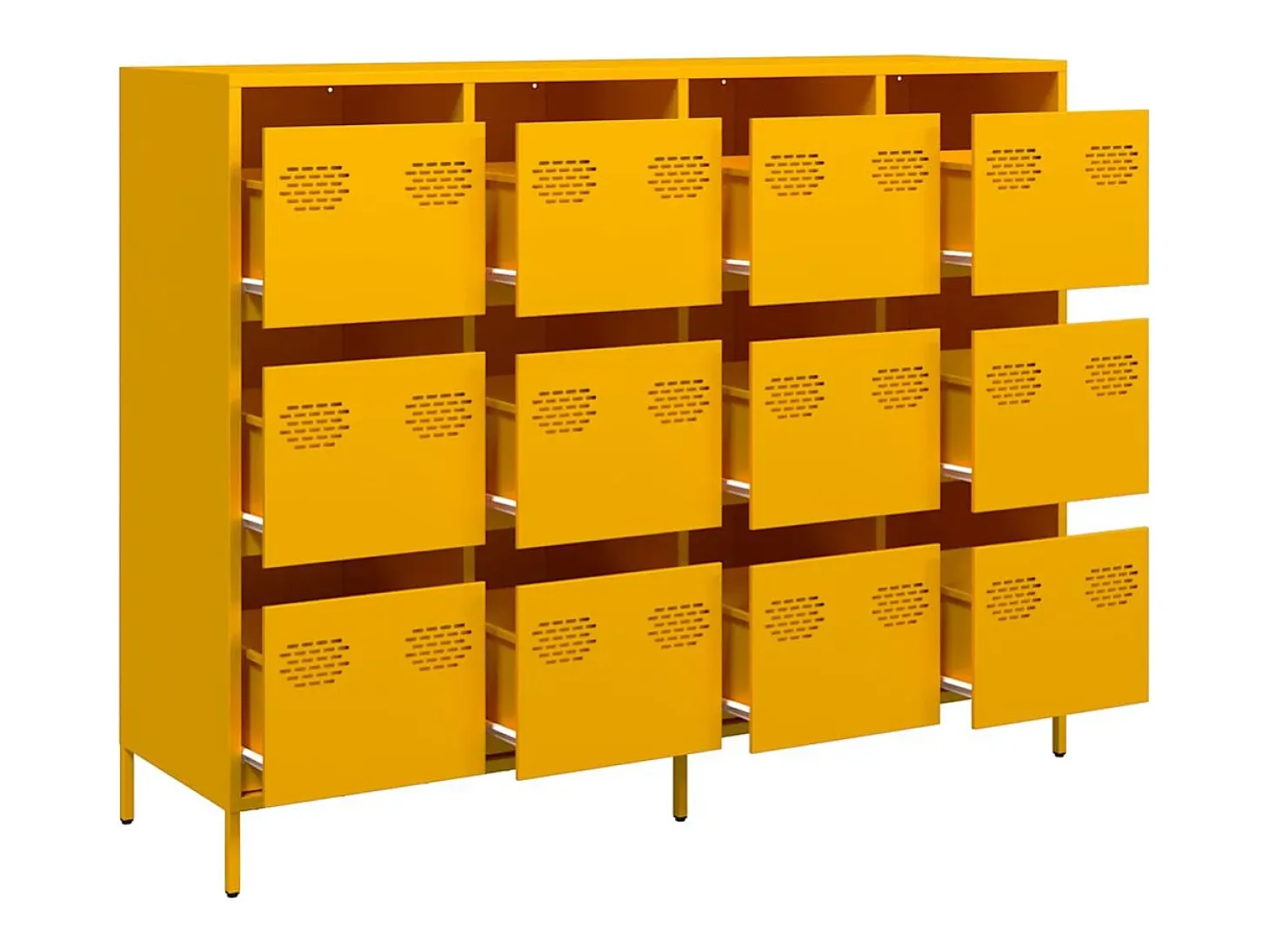 Aparador acero laminado en frío amarillo mostaza 135x39x103,5cm