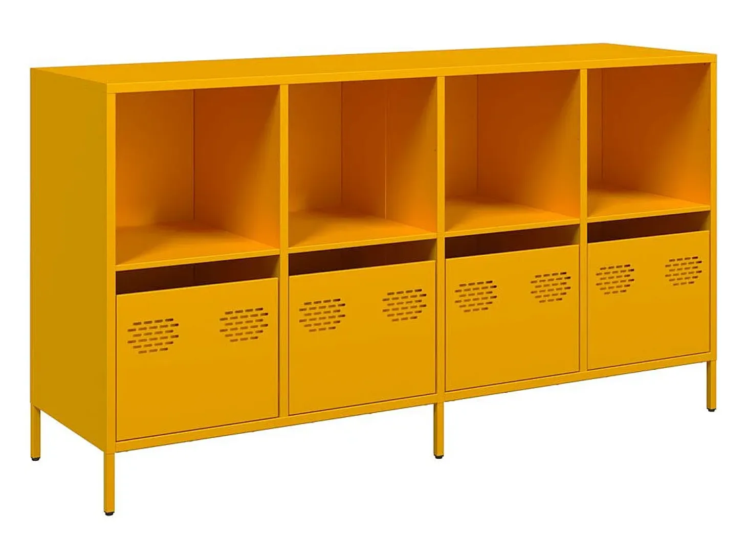 Aparador acero laminado en frío amarillo mostaza 135x39x73,5 cm