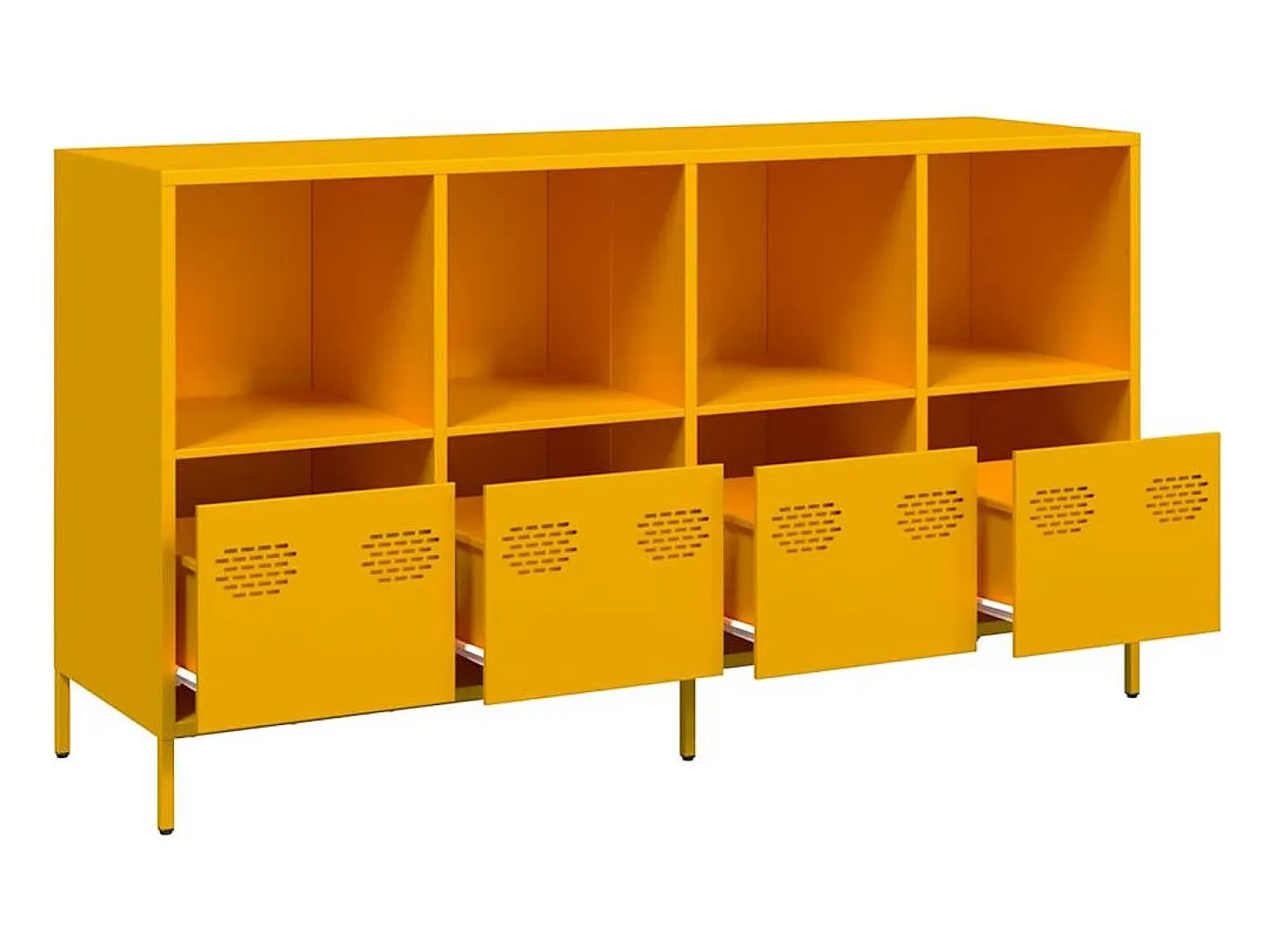 Aparador acero laminado en frío amarillo mostaza 135x39x73,5 cm
