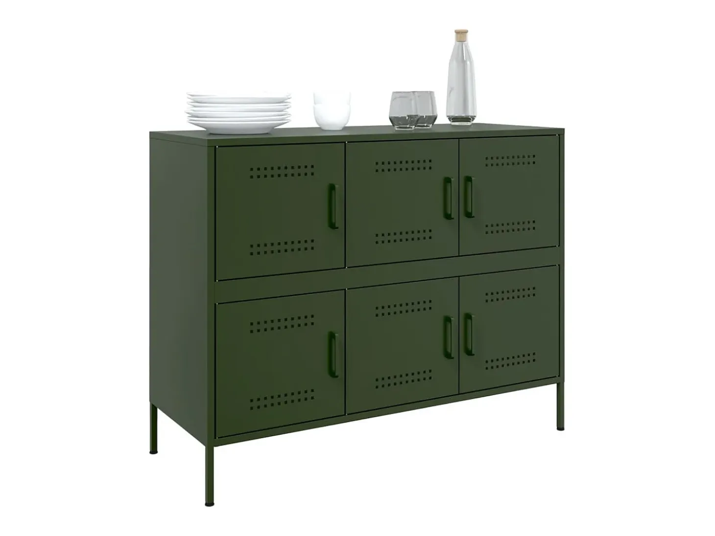 Aparador acero verde oliva 100,5x39x79 cm