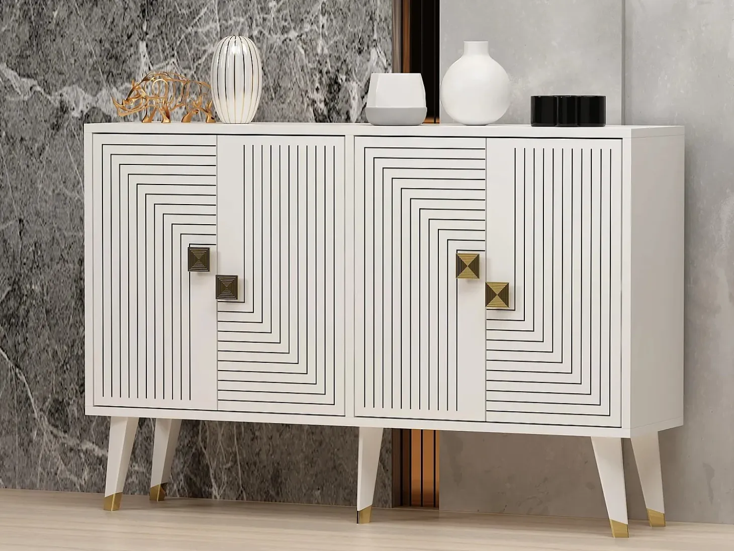 Aparador Ahart Blanco dorado120x30x80 cm