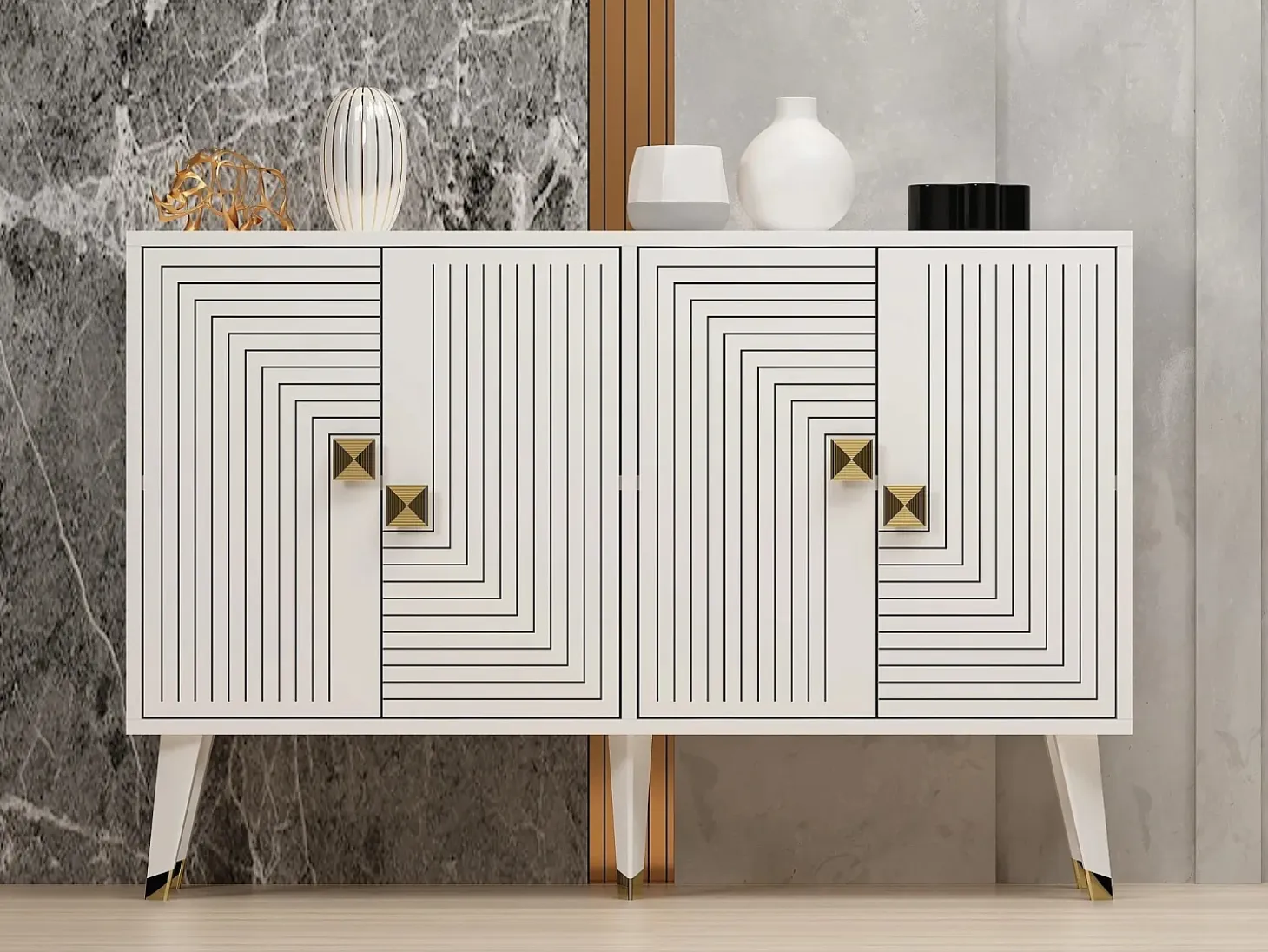 Aparador Ahart Blanco dorado120x30x80 cm