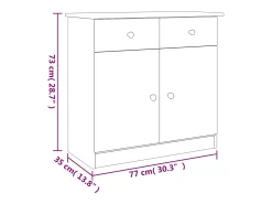 Aparador ALTA blanco 77x35x73 cm madera maciza de pino