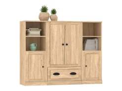 Aparador alto 3 piezas madera contrachapada roble Sonoma