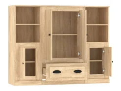 Aparador alto 3 piezas madera contrachapada roble Sonoma