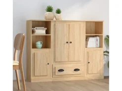 Aparador alto 3 piezas madera contrachapada roble Sonoma