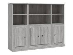 Aparador alto 3 piezas madera contrachapada gris Sonoma