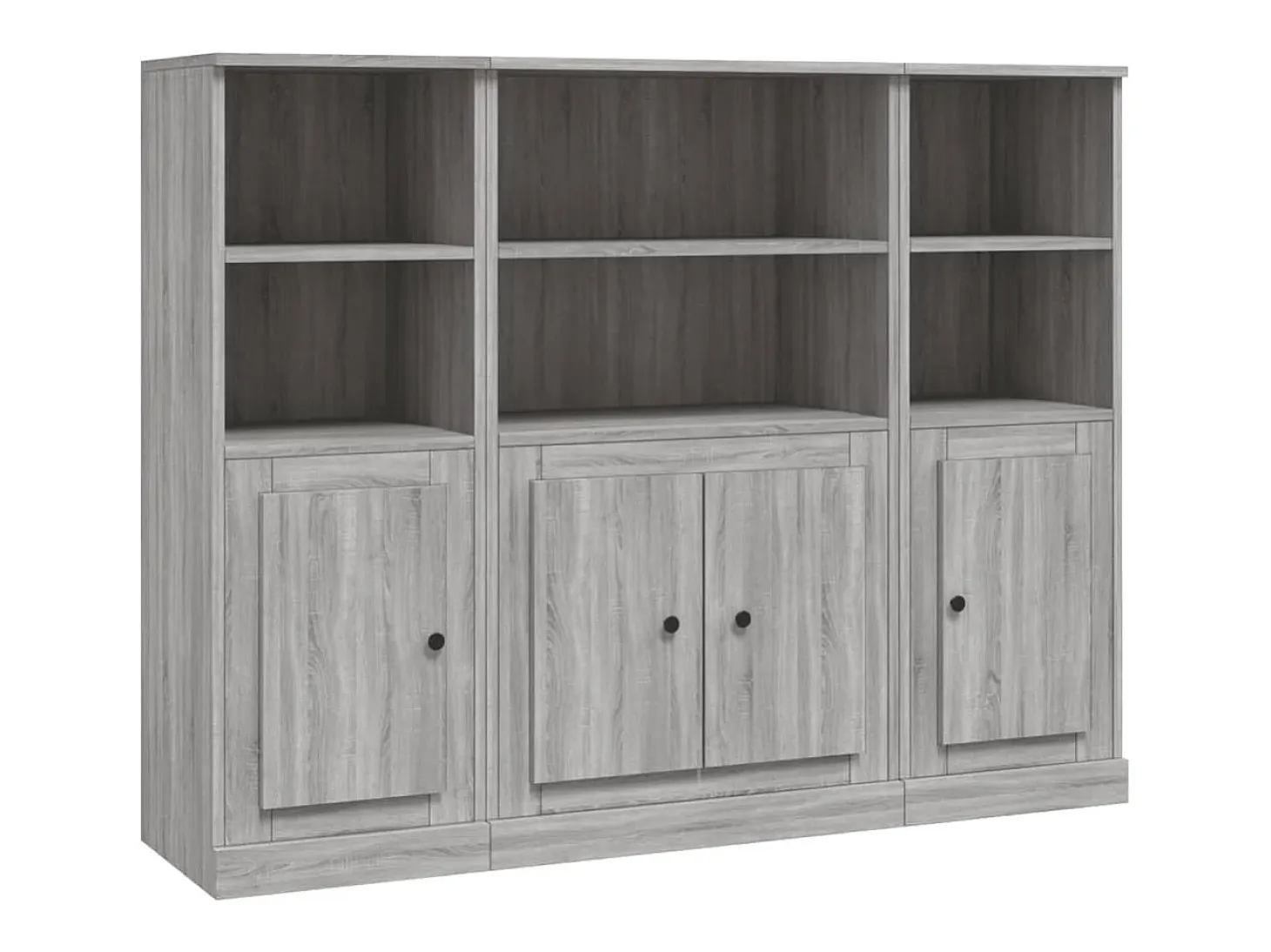 Aparador alto 3 piezas madera contrachapada gris Sonoma