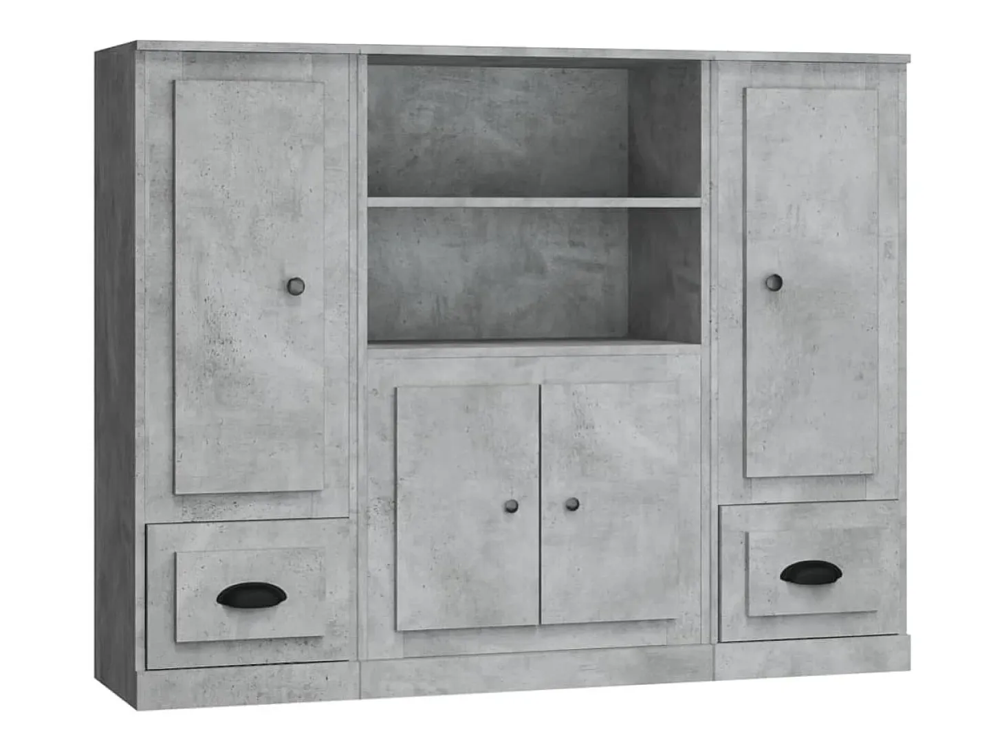 Aparador alto 3 piezas madera contrachapada gris hormigón