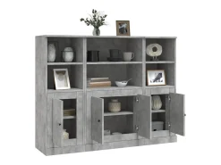 Aparador alto 3 piezas madera contrachapada gris hormigón