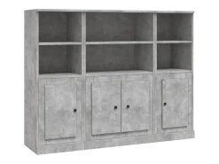 Aparador alto 3 piezas madera contrachapada gris hormigón