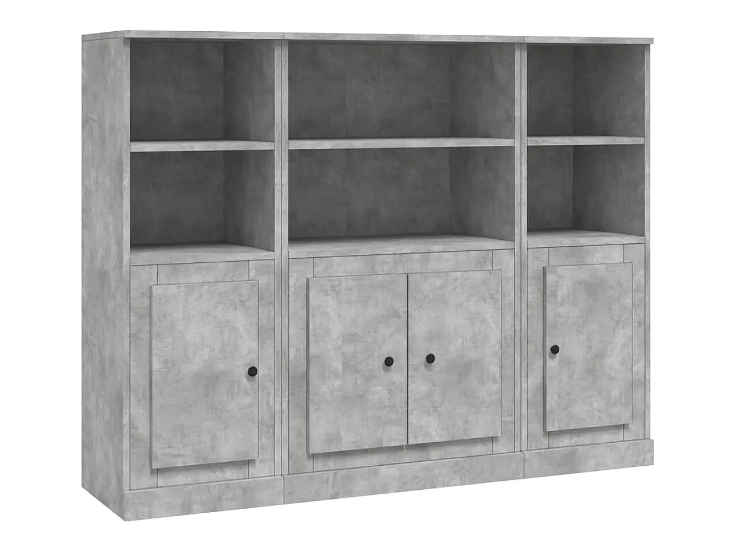 Aparador alto 3 piezas madera contrachapada gris hormigón