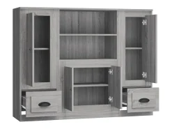 Aparador alto 3 piezas madera contrachapada gris Sonoma