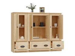 Aparador alto 3 piezas madera contrachapada roble Sonoma