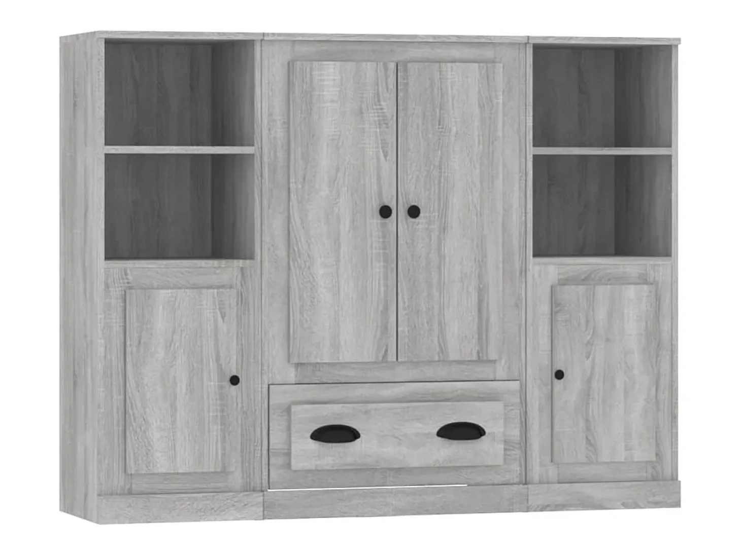 Aparador alto 3 piezas madera contrachapada gris Sonoma ES124924