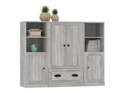 Aparador alto 3 piezas madera contrachapada gris Sonoma ES124924
