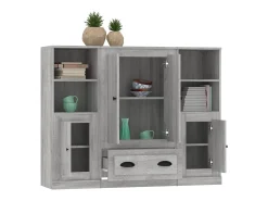 Aparador alto 3 piezas madera contrachapada gris Sonoma ES124924