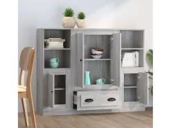 Aparador alto 3 piezas madera contrachapada gris Sonoma ES124924