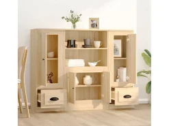 Aparador alto 3 piezas madera contrachapada roble Sonoma