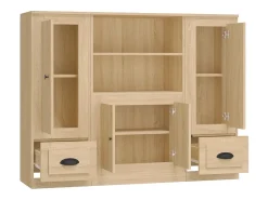 Aparador alto 3 piezas madera contrachapada roble Sonoma