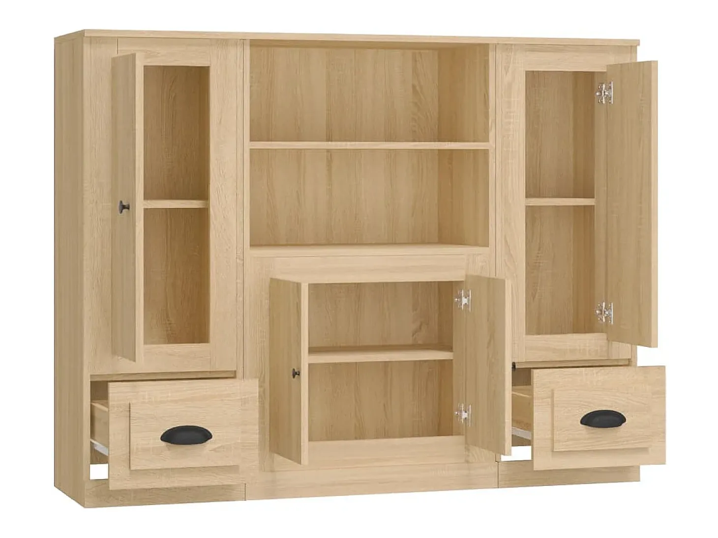 Aparador alto 3 piezas madera contrachapada roble Sonoma