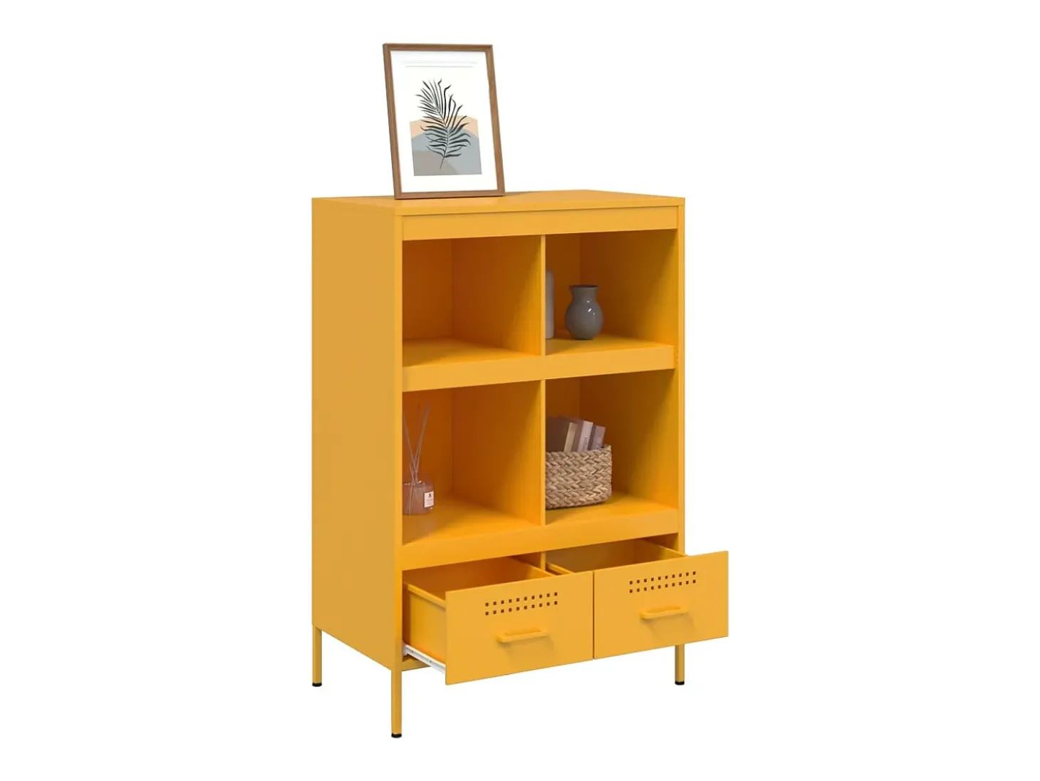 Aparador alto amarillo mostaza 68x39x101,5 cm acero