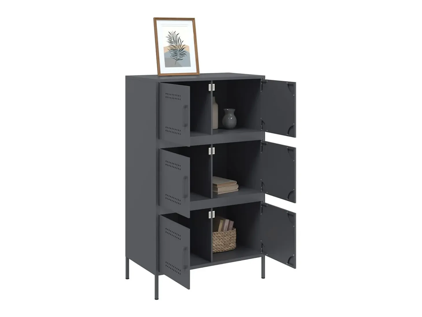 Aparador alto antracita 68x39x113 cm acero